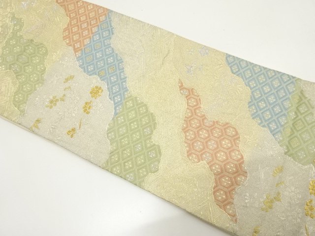 JAPANESE KIMONO / ANTIQUE FUKURO OBI / SILK / WOVEN FLOWER